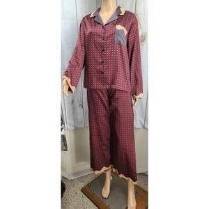 Cabernet Petites Women PXL Poly/Cotton Blend & Lace Pajama Set L Sleeve / Pants